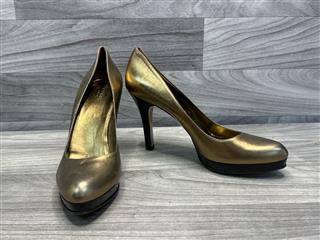 GUCCI GOLD LEATHER PLATFORM PUMPS SIZE 11B